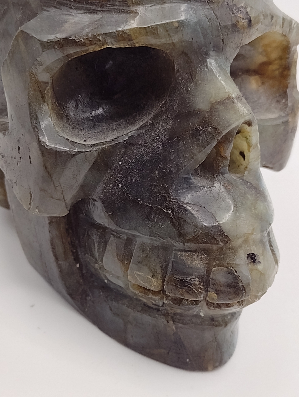 Labradorite Skull Sculpture - Handcarved In Mexico - Picture 9 of 9